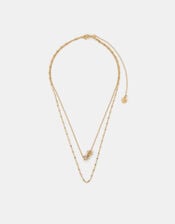 14ct Gold-Plated Diamante Bead Layered Necklace, , large