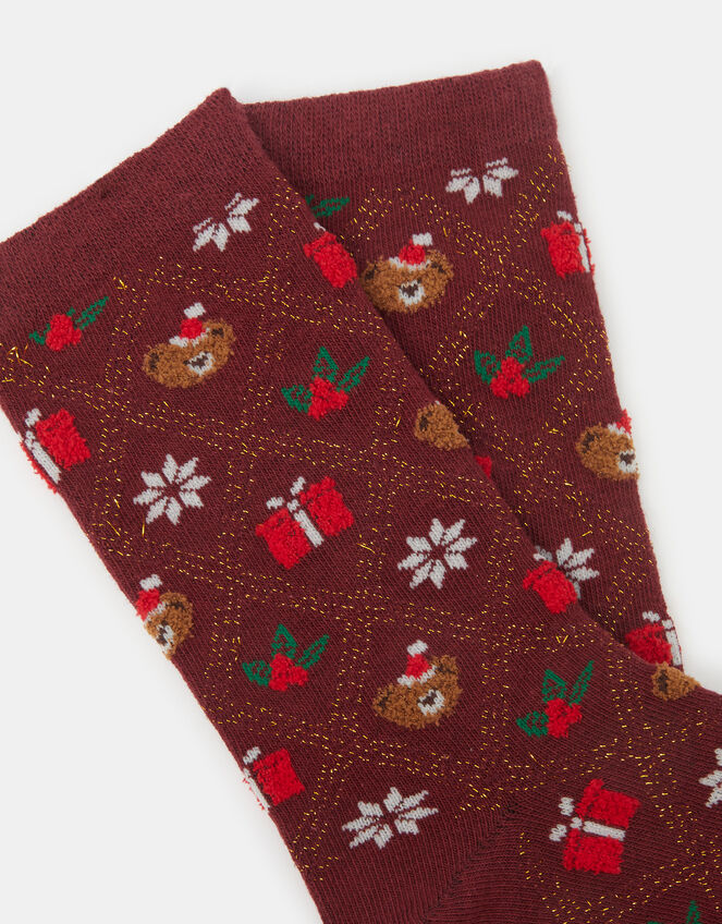 Festive Bear Christmas Socks, , large