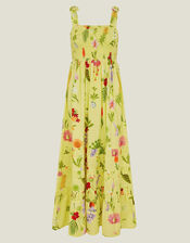 Botanical Print Maxi Dress, Yellow (YELLOW), large