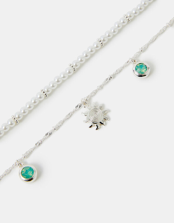 2-Pack Sunshine & Pearl Anklets, , large