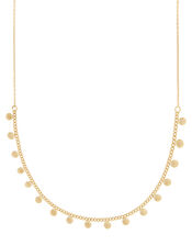Gold-Plated Disc Charm Station Necklace, , large