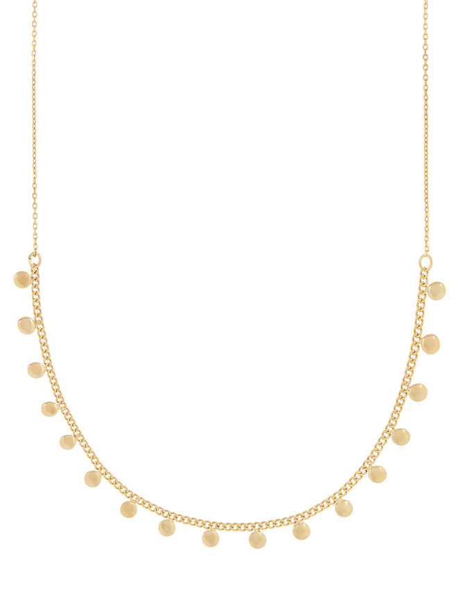 Gold-Plated Disc Charm Station Necklace, , large