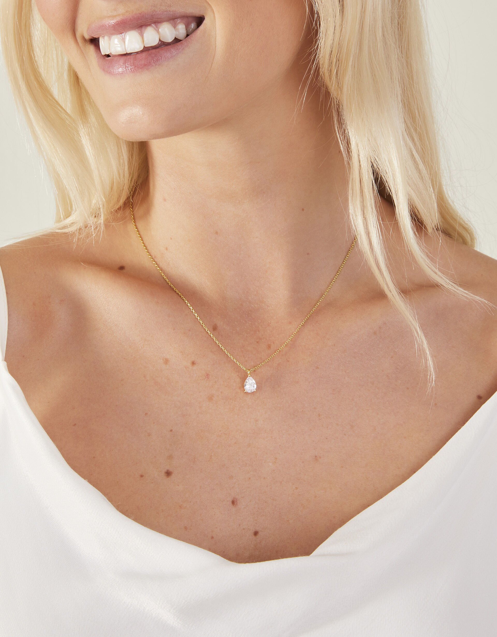 14ct Gold Plated Pear Drop Crystal Pendant Gold Plated Accessorize Global