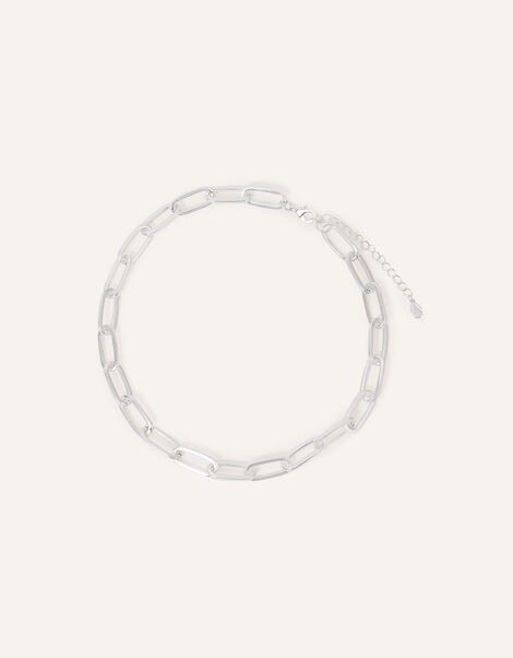 Chain Link Necklace, Silver (SILVER), large