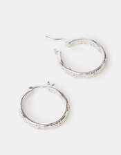 Sterling Silver-Plated Filigree Hoop Earrings, , large
