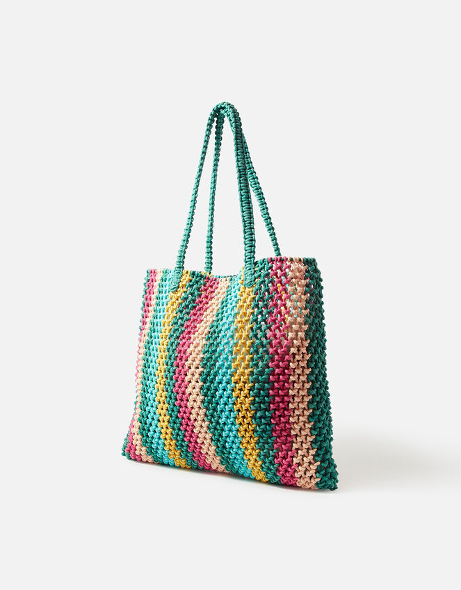 Stripe Macrame Shopper Bag, , large