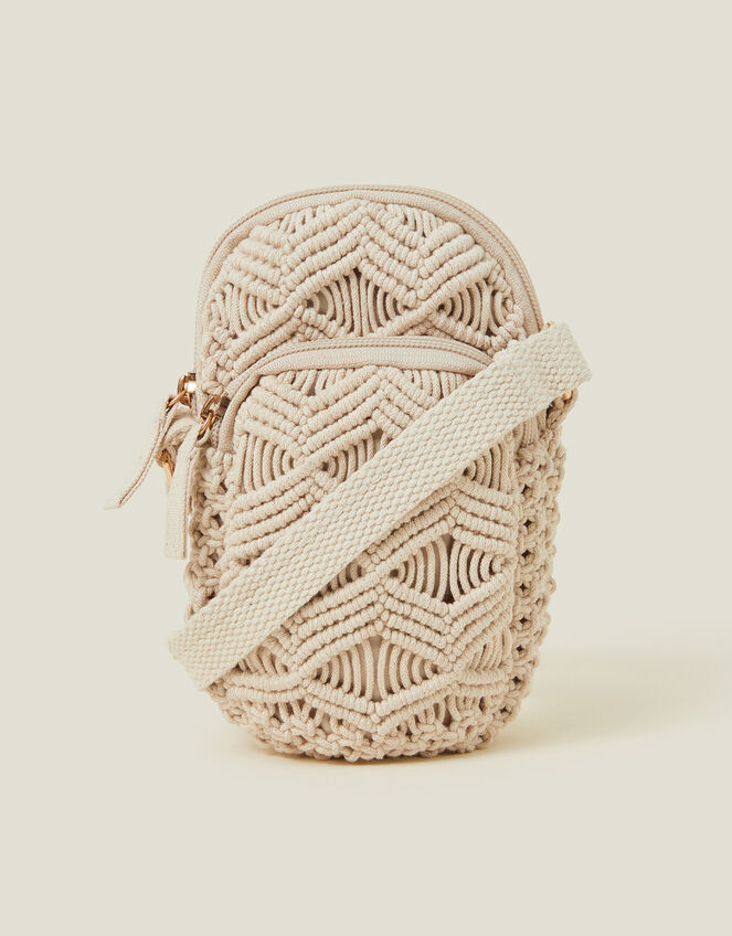 Macrame Phone Bag, Cream (CREAM), large
