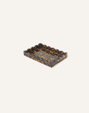 Tortoiseshell Mini Wooden Tray with Scalloped Edge, , large