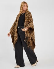 Leopard Print Poncho, , large