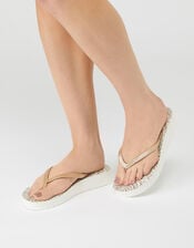 Eva Gold Wedge Flip Flops, Gold (GOLD), large