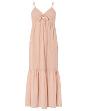 Knot Front Cotton Maxi Dress, Pink (PINK), large