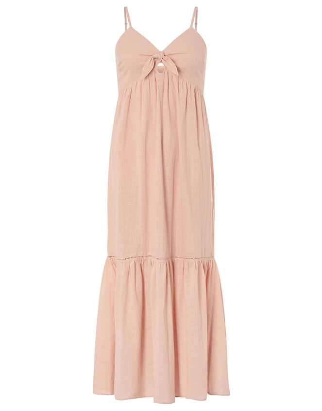 Knot Front Cotton Maxi Dress, Pink (PINK), large