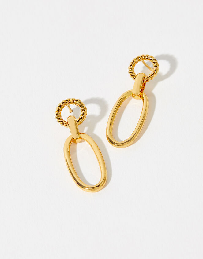 Gold-Plated Rope Link Drop Earrings, , large