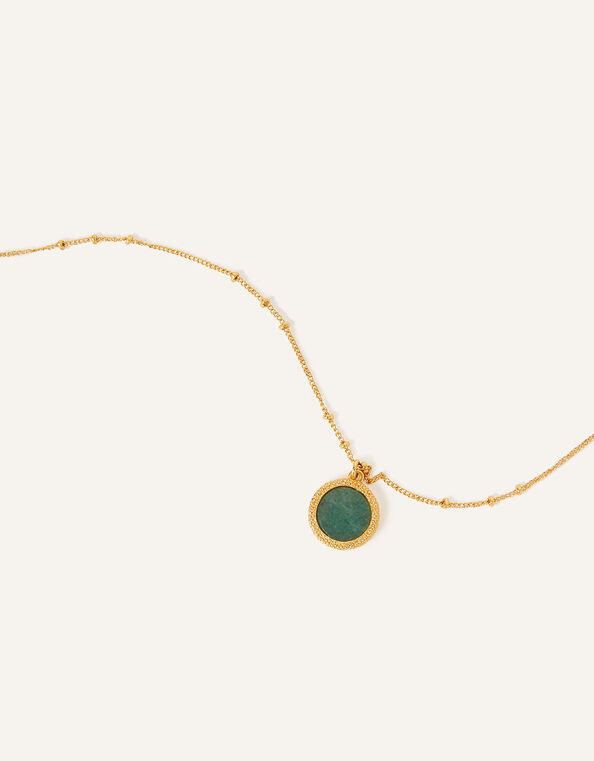 14ct Gold-Plated Aventurine Slice Pendant Necklace, , large