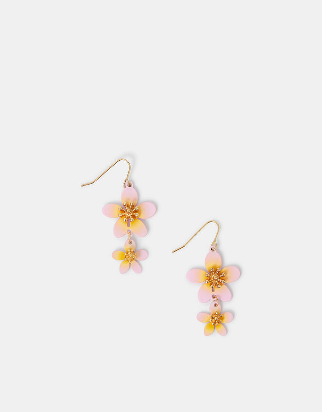 Tropical Flower Enamel Drop Earrings, , large