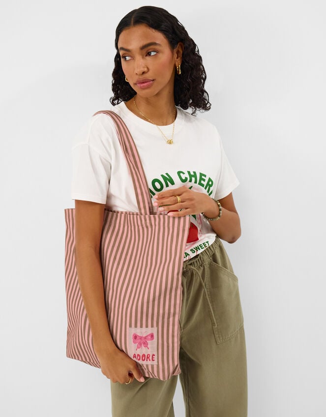 Adore Stripe Tote Bag, , large
