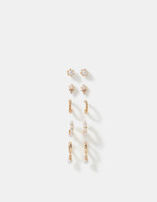 5-Pack Pearl Stud & Twisted Hoop Earrings, , large