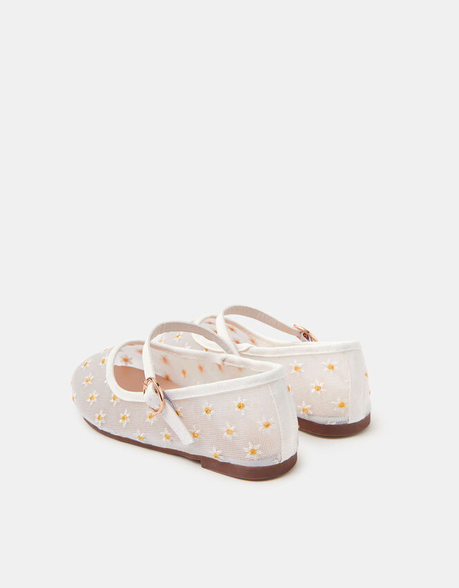 Girls Daisy Mesh Ballet Flats, White (WHITE), large