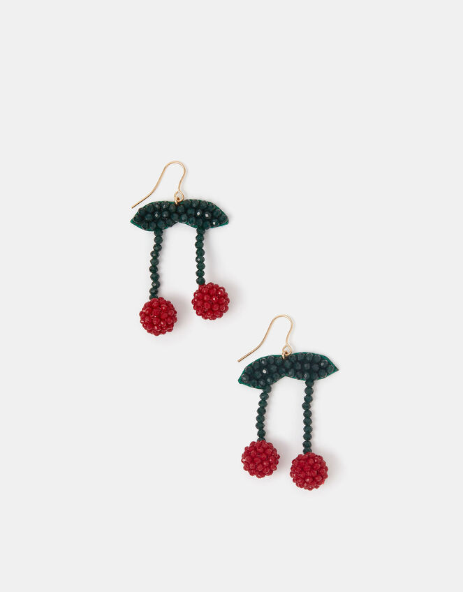 Cherry Beaded Drop Earrings, , large