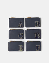 Initial Card Holder, Blue (NAVY), large