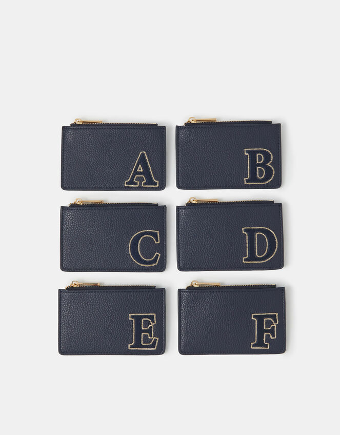 Initial Card Holder, Blue (NAVY), large