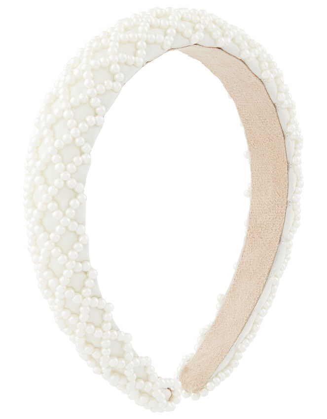 Padded Pearly Criss-Cross Headband, , large
