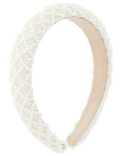 Padded Pearly Criss-Cross Headband, , large