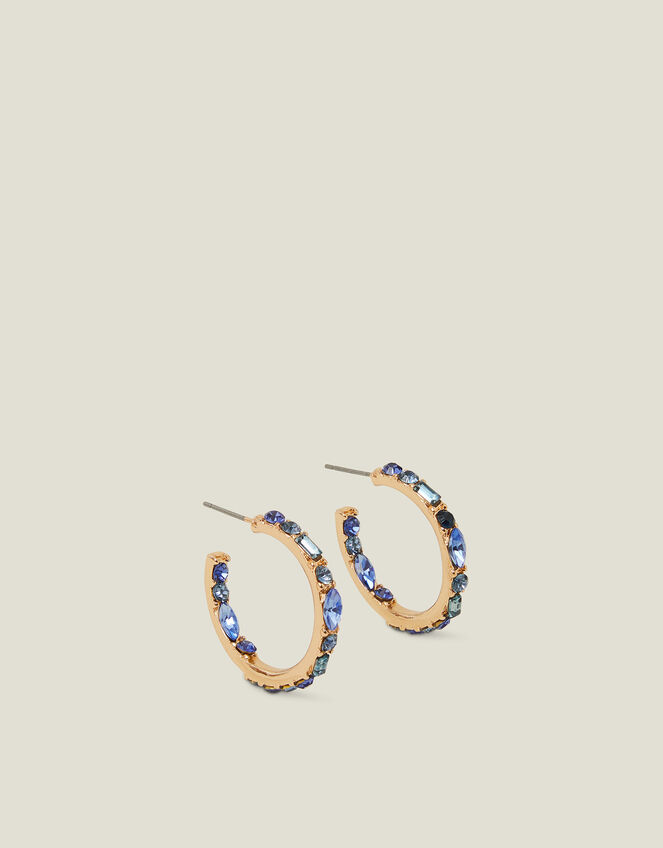 Gemstone Hoop Earrings Blue, , large