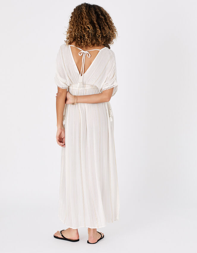 Metallic Maxi Kaftan Dress, Cream (CREAM), large