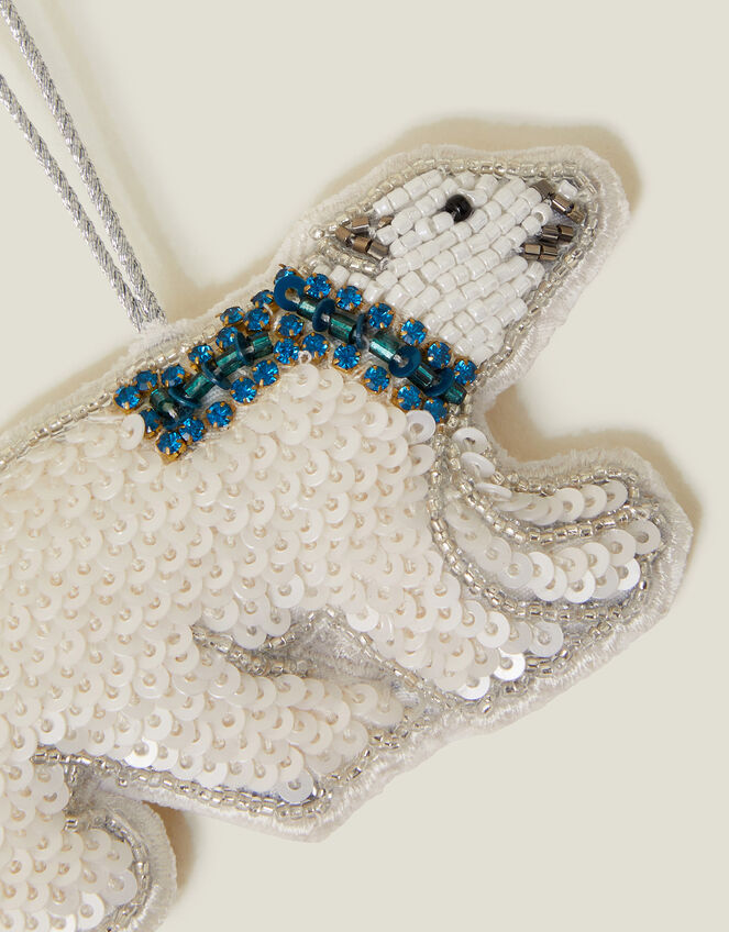 Embellished Polar Bear Christmas Tree Decoration, , large