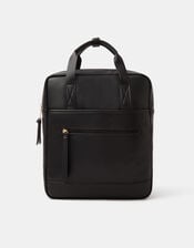 Faux Leather Backpack, Black (BLACK), large