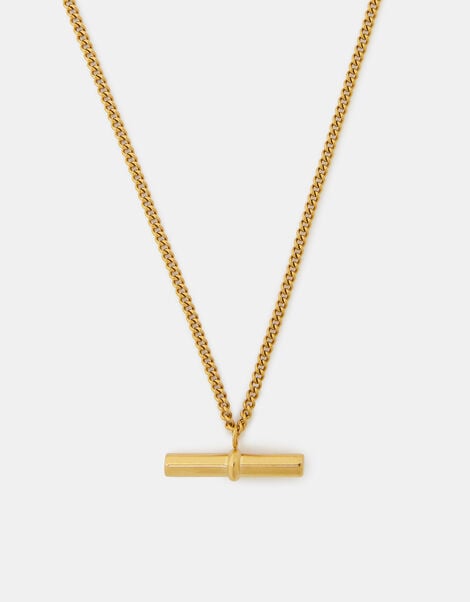 Stainless Steel T-Bar Pendant Necklace, , large