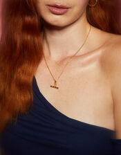 14ct Gold-Plated T-Bar Necklace, , large