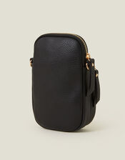 Webbing Strap Phone Bag, Black (BLACK), large