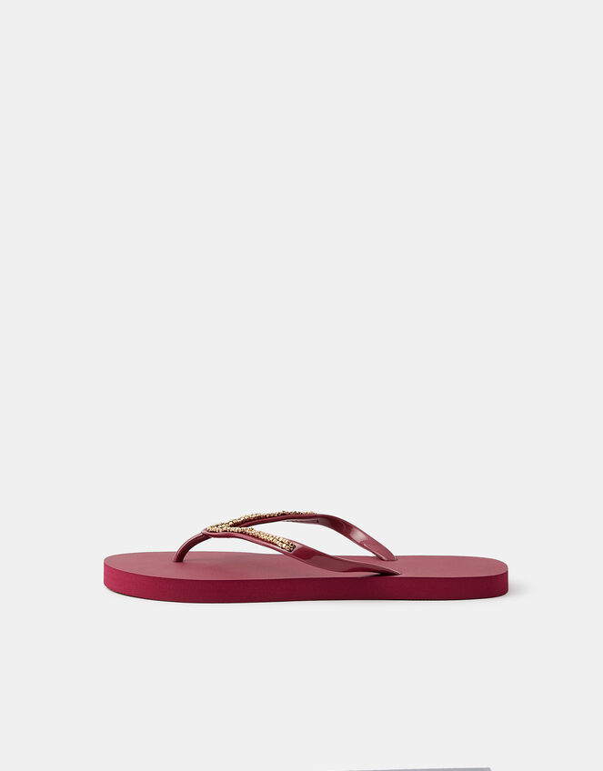 Beaded Flip Flops, Red (BURGUNDY), large