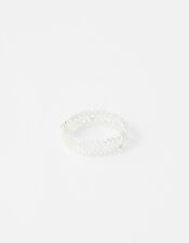 Sterling Silver Sparkle Hexagon Ring, Silver (ST SILVER), large