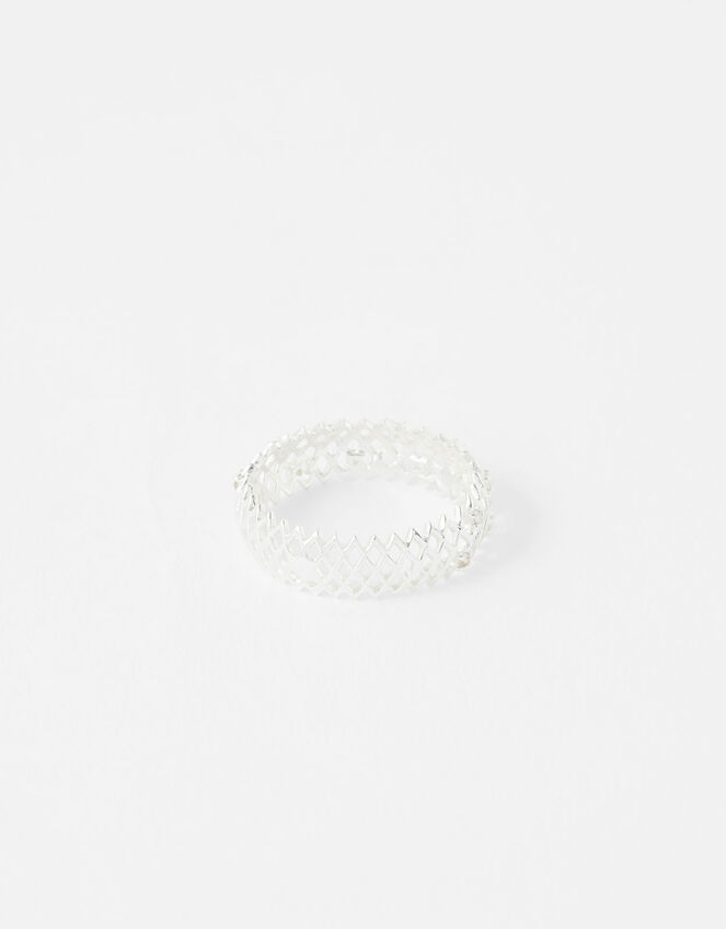 Sterling Silver Sparkle Hexagon Ring, Silver (ST SILVER), large