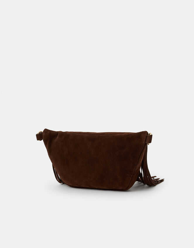 Suede Fringe Cross Body Sling Bag, , large