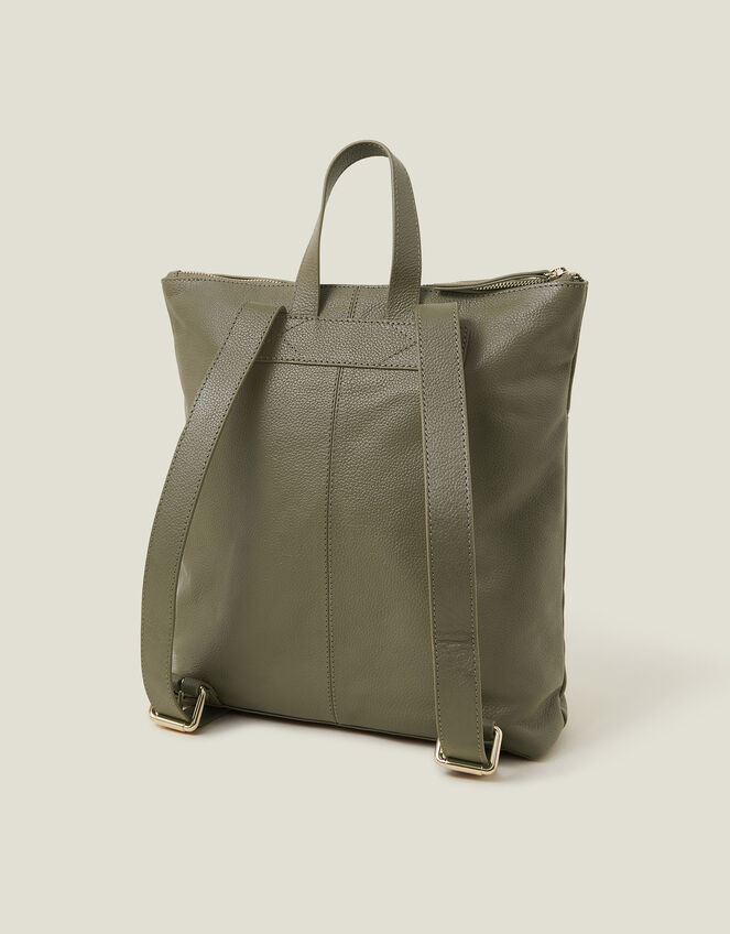 Suede Leather Backpack, Green (KHAKI), large
