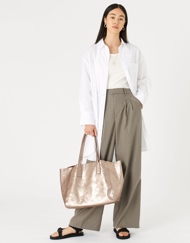 Melinda Large Leather Shopper, Gold (GOLD), large