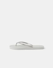 Crystal Embellished Flip Flops, Silver (SILVER), large