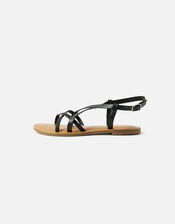Tuscan Leather Plaited Sandals, Black (BLACK), large