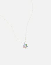 Sterling Silver Pastel Flower Pendant Necklace, , large