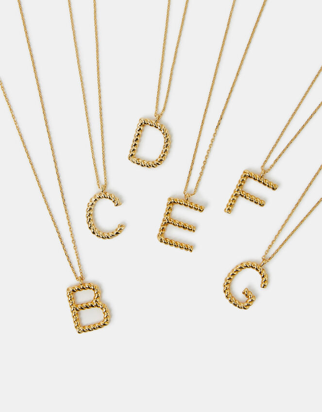 14ct Gold-Plated Twisted Initial Necklace, Gold (GOLD), large