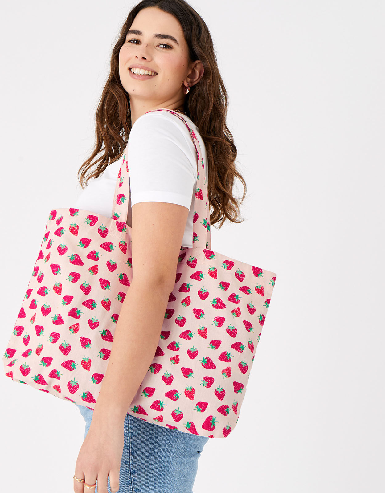 Strawberry Print Canvas Shopper Bag