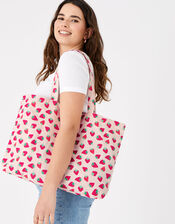 Strawberry Print Canvas Shopper Bag , , large