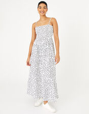 Spotty Maxi Bandeau Dress in Organic Cotton , Black (BLACK WHITE), large