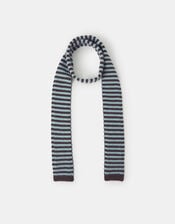 Stripe Knitted Skinny Scarf, , large