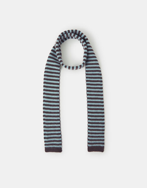 Stripe Knitted Skinny Scarf, , large
