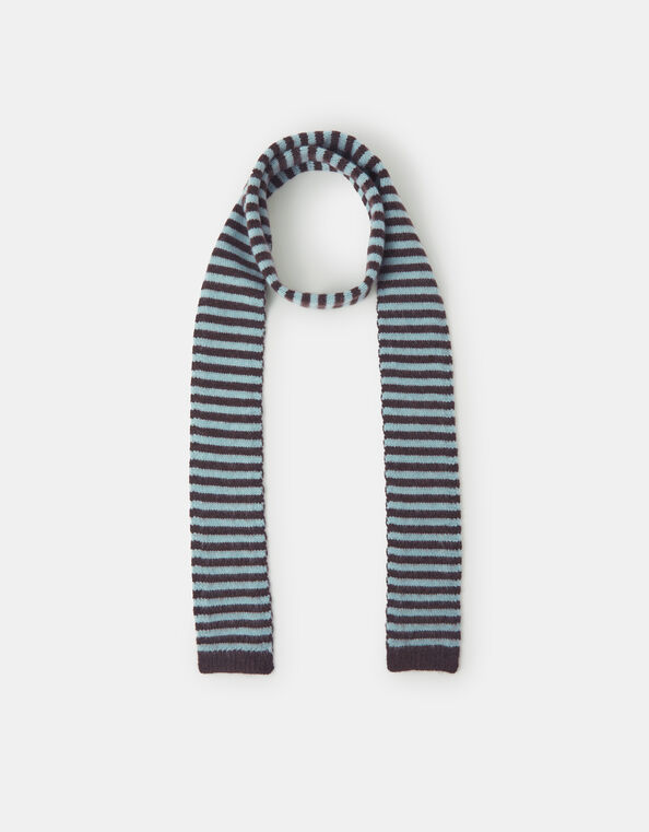 Stripe Knitted Skinny Scarf, , large